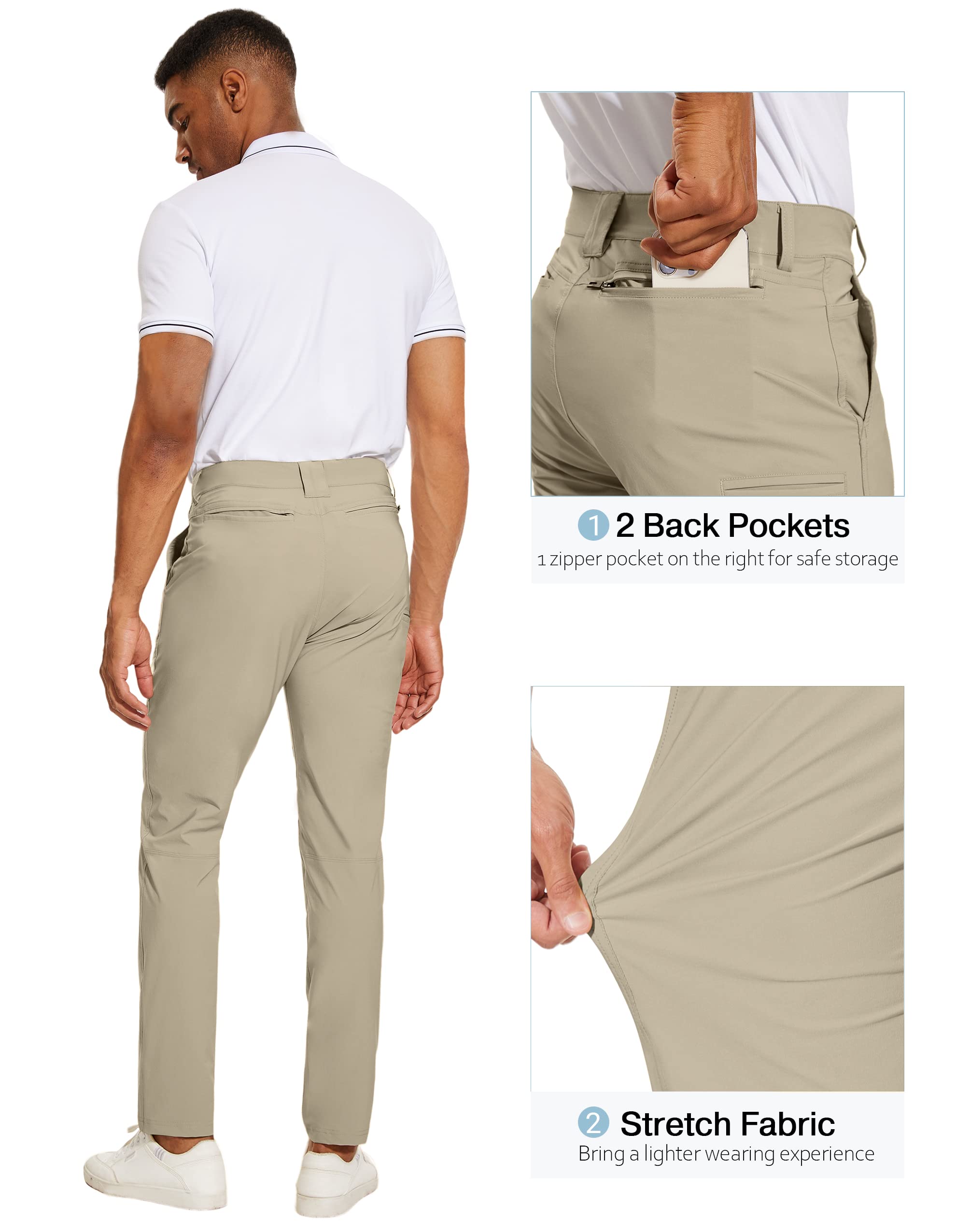 PULI Golf Pants Men Stretch Slim Fit Lightweight Waterproof Dress Casual Hiking Work Pants with Pockets - Image 3