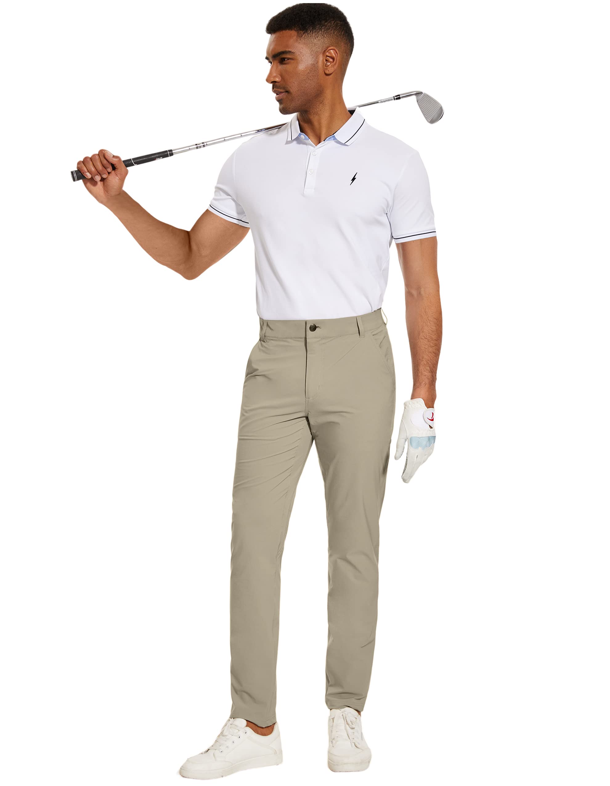 PULI Golf Pants Men Stretch Slim Fit Lightweight Waterproof Dress Casual Hiking Work Pants with Pockets - Image 6