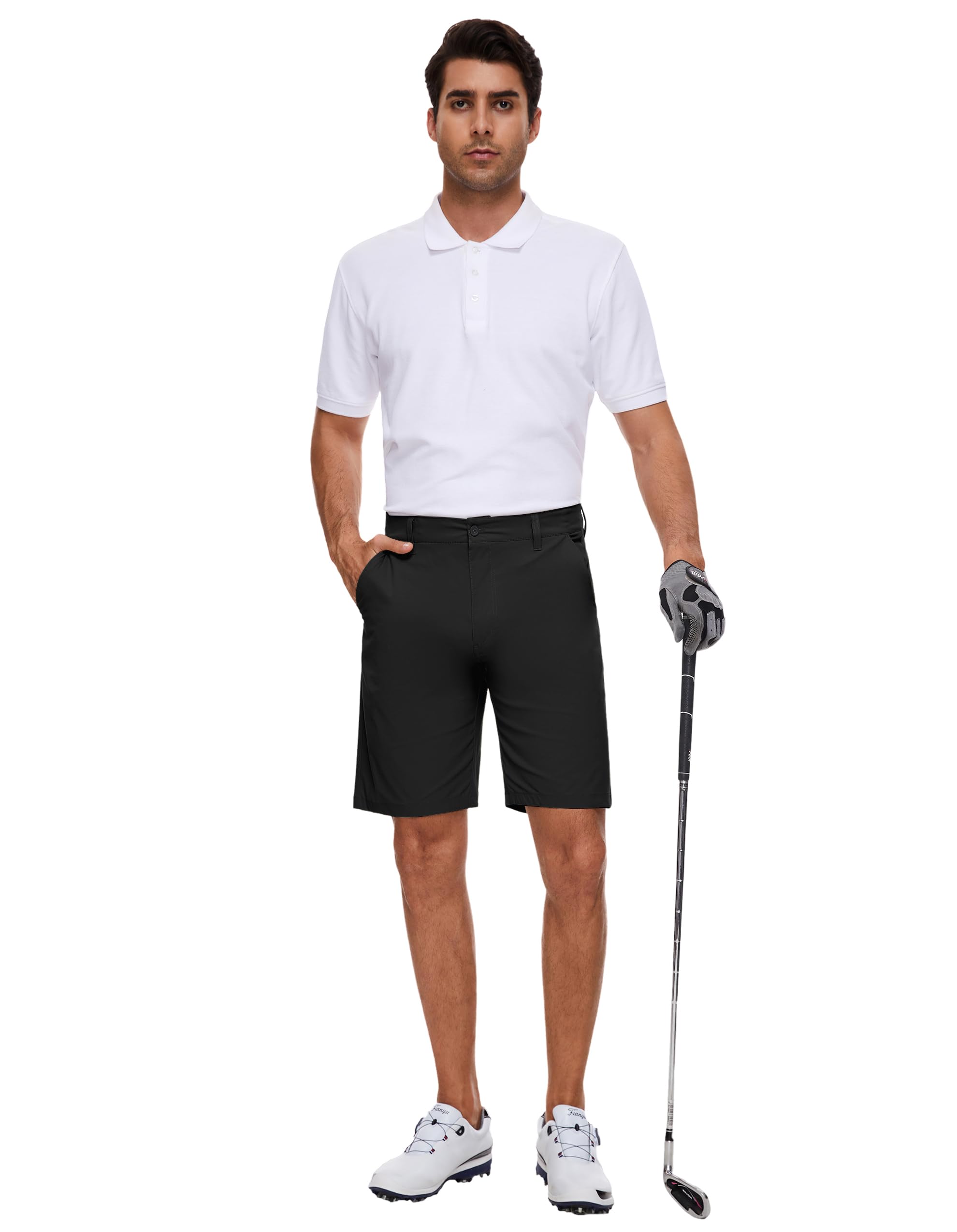 PULI Men's Golf Shorts Stretch Casual Dress 10 Inch Inseam Lightweight Quick Dry Waterproof Hiking Shorts with Pockets - Image 3