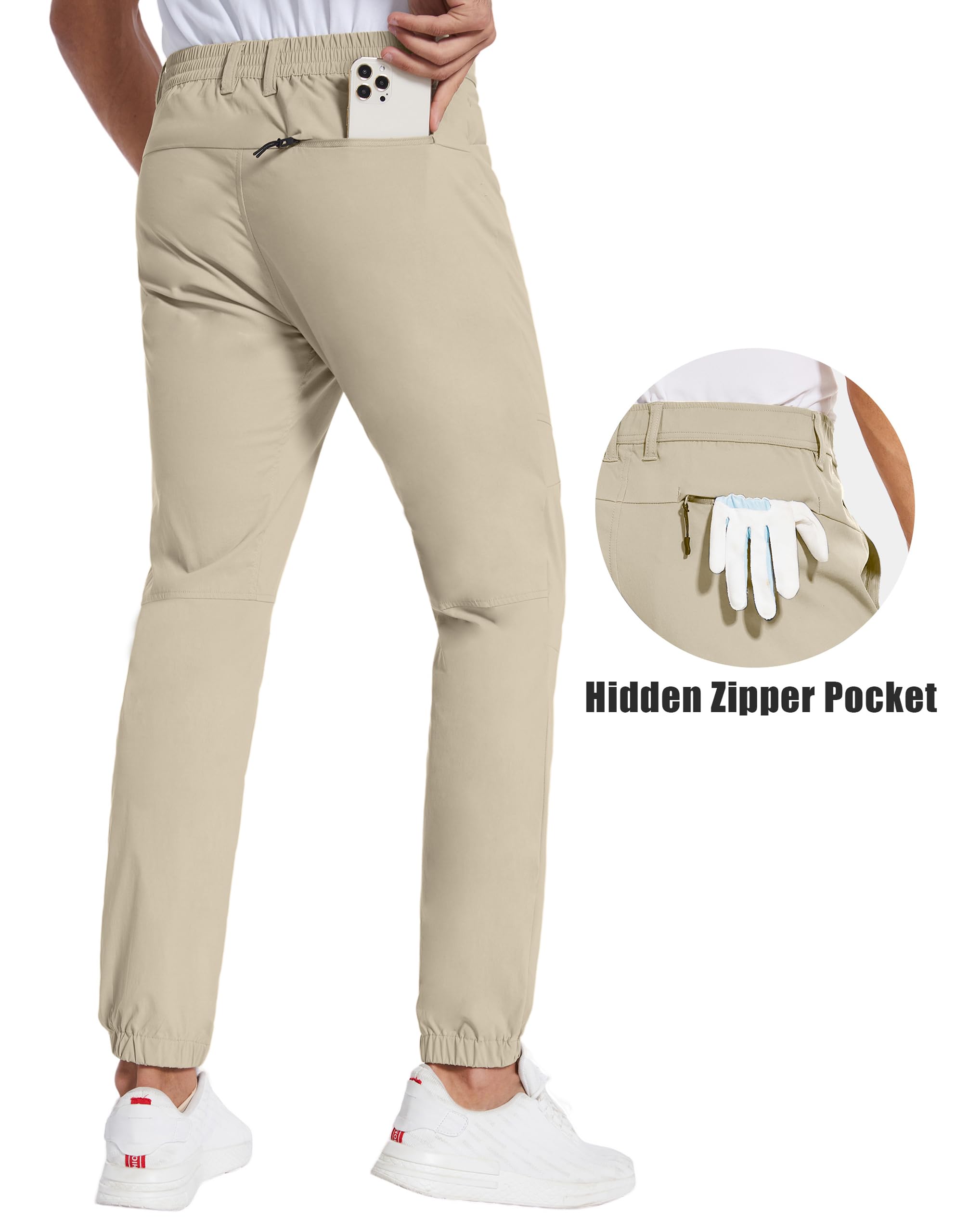 PULI Men's Stretch Golf Joggers Pants with 4 Pockets Waterproof Slim Fit Hiking Casual Travel Work Pants for Men - Image 3