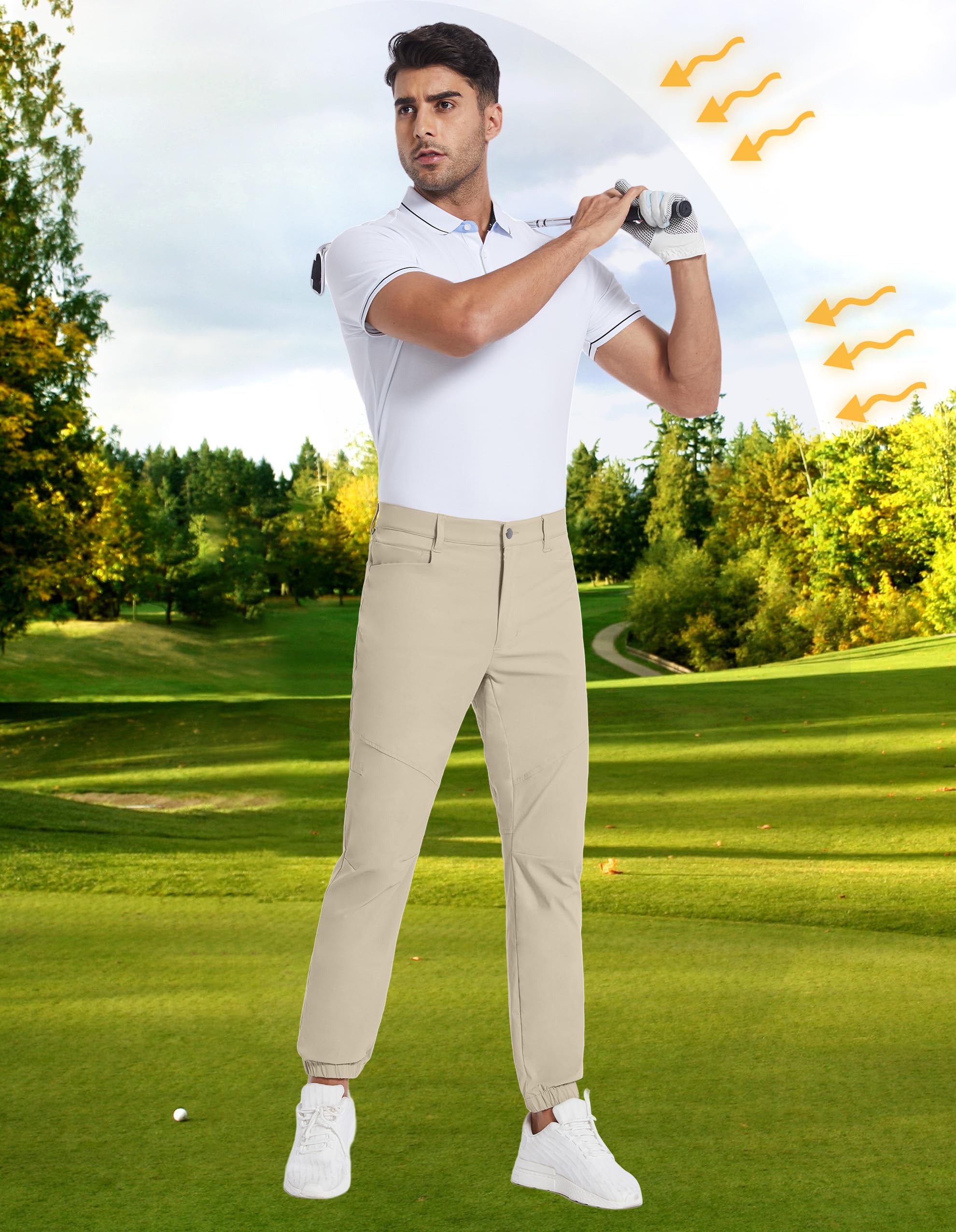 PULI Men's Stretch Golf Joggers Pants with 4 Pockets Waterproof Slim Fit Hiking Casual Travel Work Pants for Men - Image 5