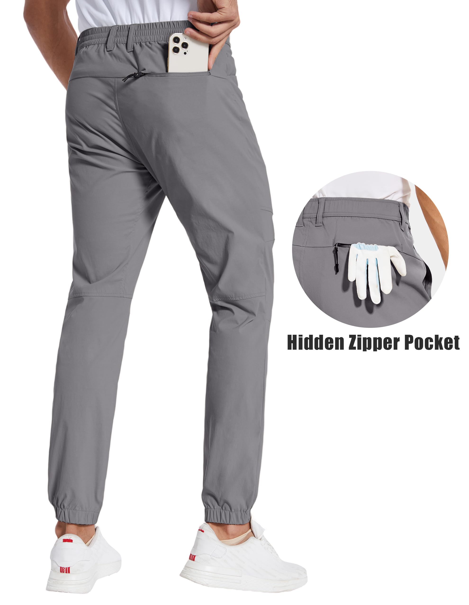 PULI Men's Stretch Golf Joggers Pants with 4 Pockets Waterproof Slim Fit Hiking Casual Travel Work Pants for Men - Image 3