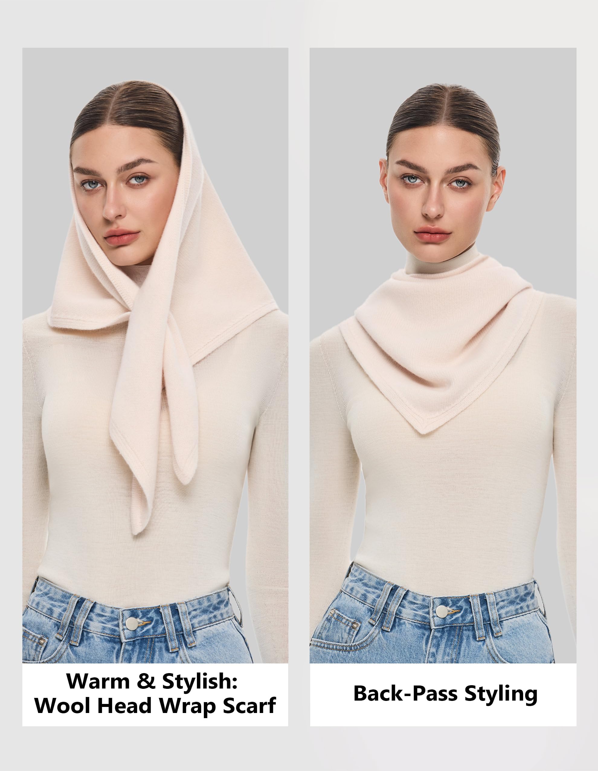 PULI Women's 100% Wool Triangle Scarf Neck Warmer Winter Fashion Accessories Gift Package - Image 4