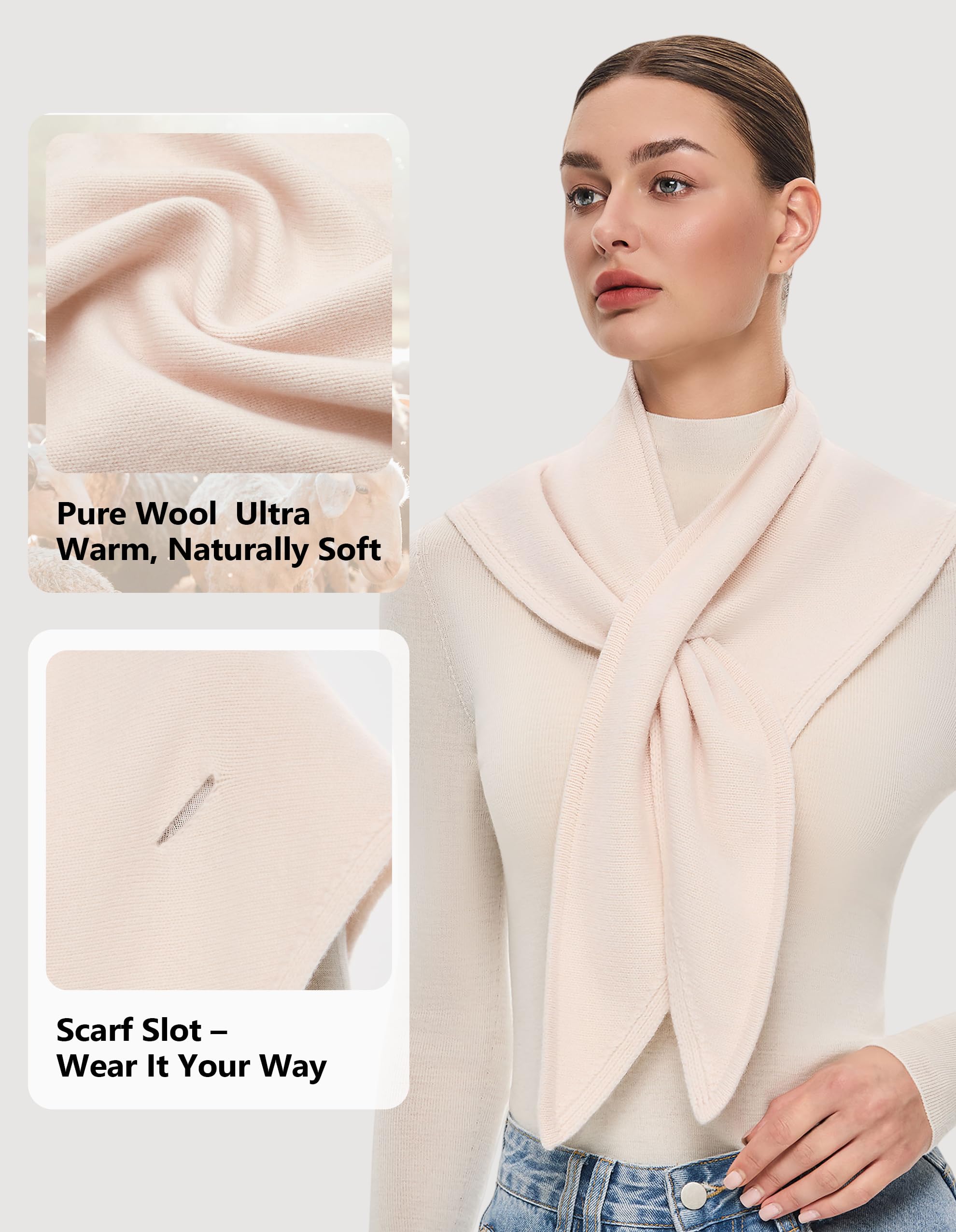 PULI Women's 100% Wool Triangle Scarf Neck Warmer Winter Fashion Accessories Gift Package - Image 5