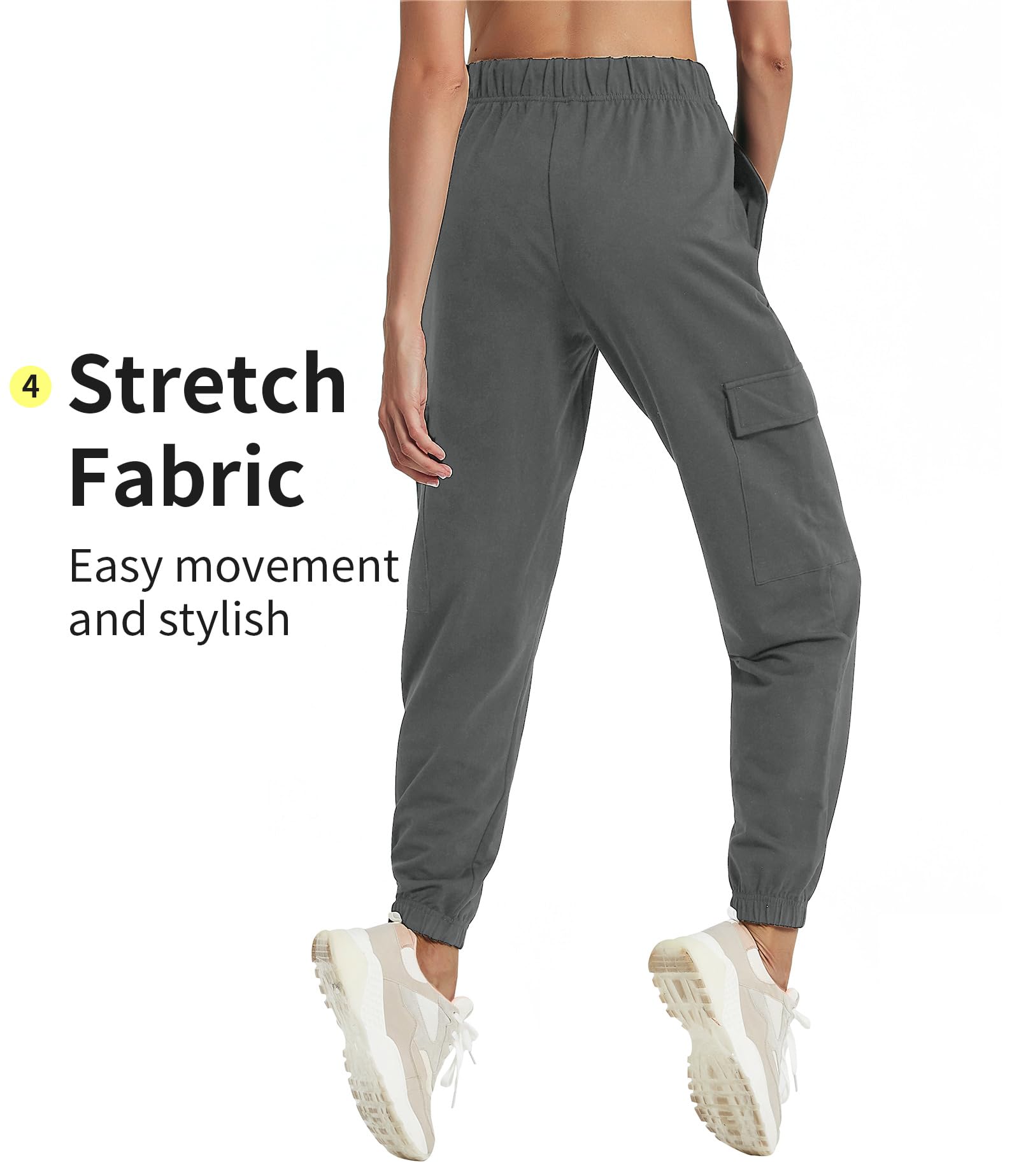 PULI Women's Loose Cargo Sweatpants Pockets Sporty Gym Athletic Fit Jogger Pants Yoga Lounge Trousers - Image 3