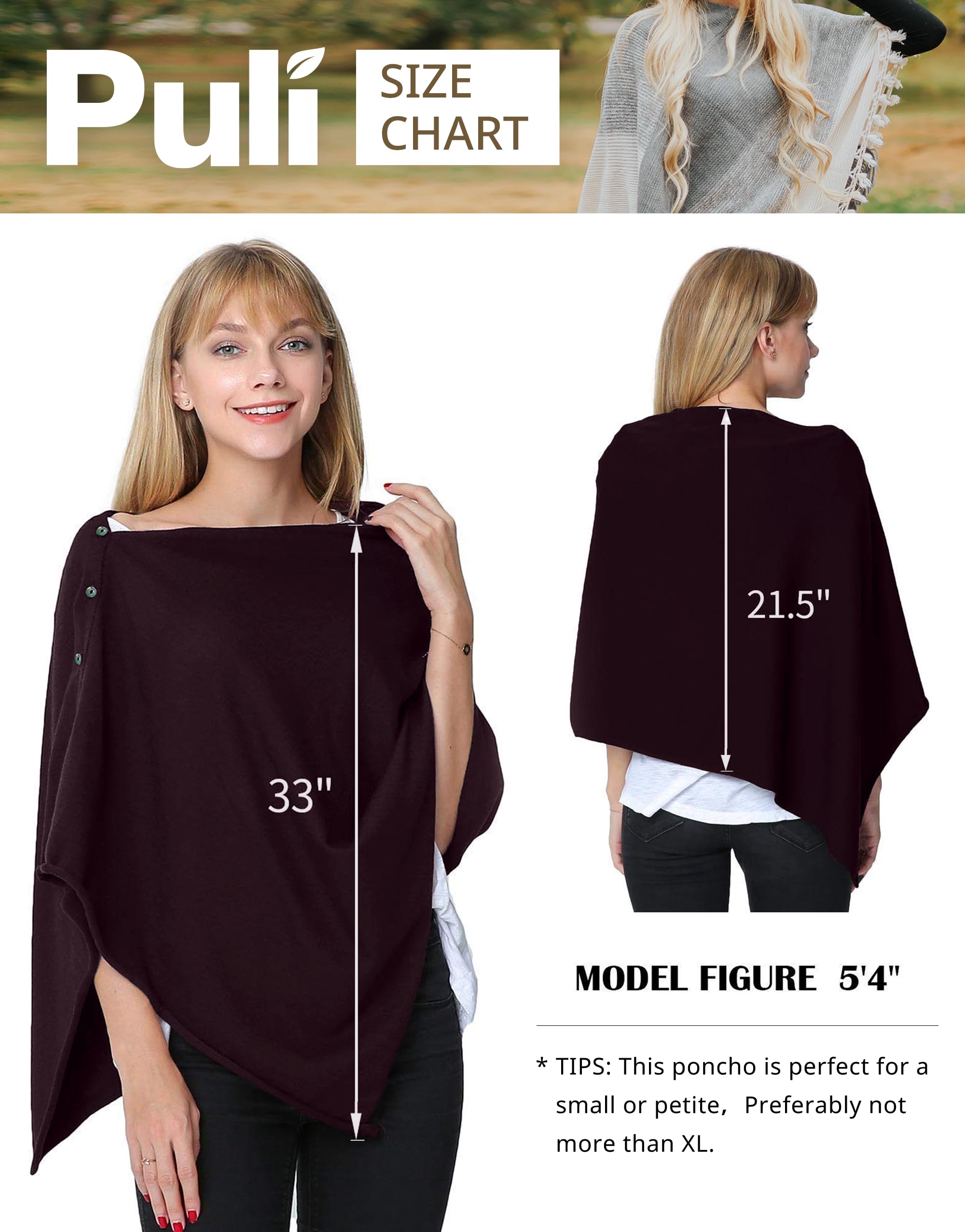 PULI Women's Versatile Knitted Shawls Scarf Poncho Sweater with Buttons Lightweight Spring Summer Fall Wraps - Image 5