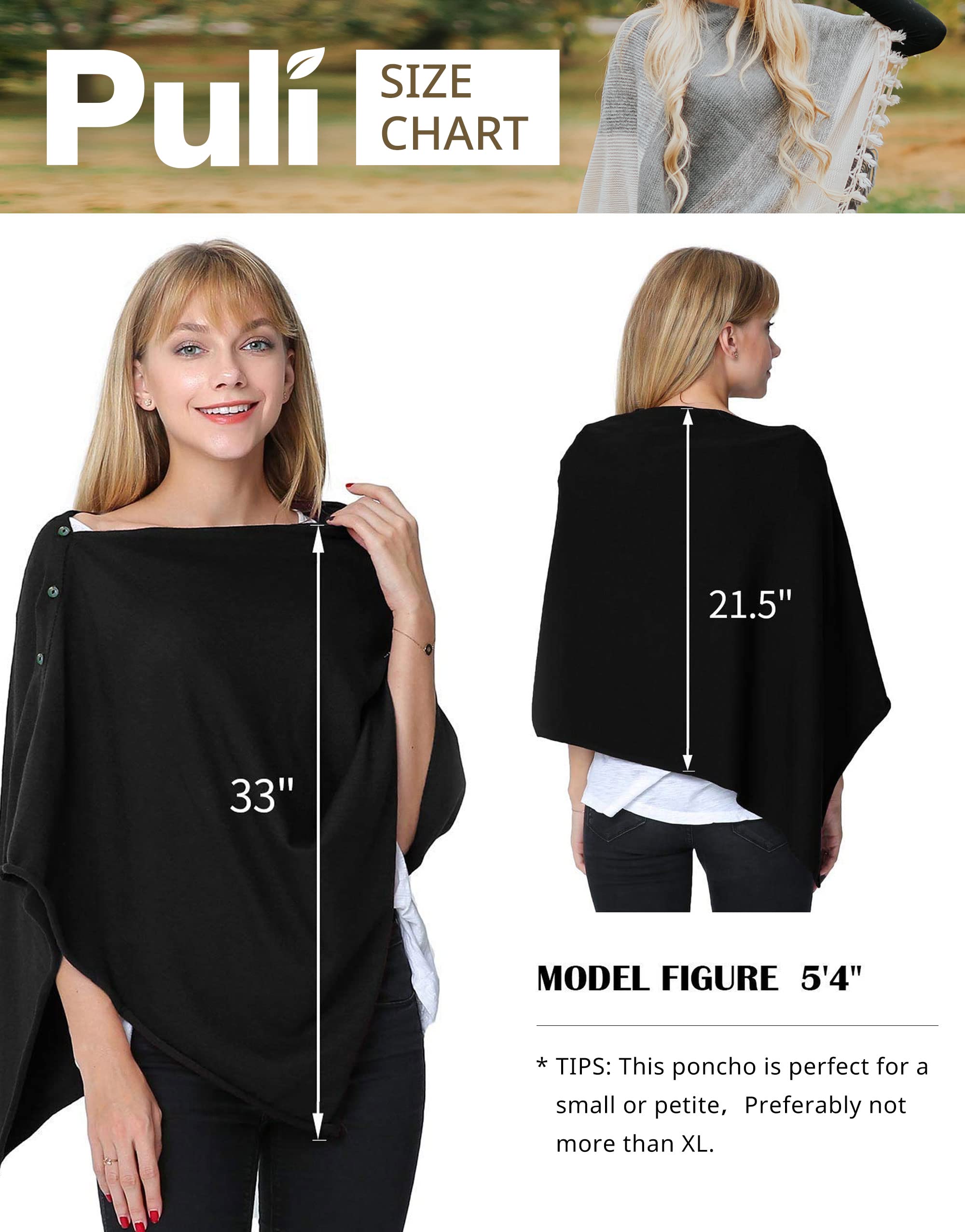 PULI Women's Versatile Knitted Shawls Scarf Poncho Sweater with Buttons Lightweight Spring Summer Fall Wraps - Image 6