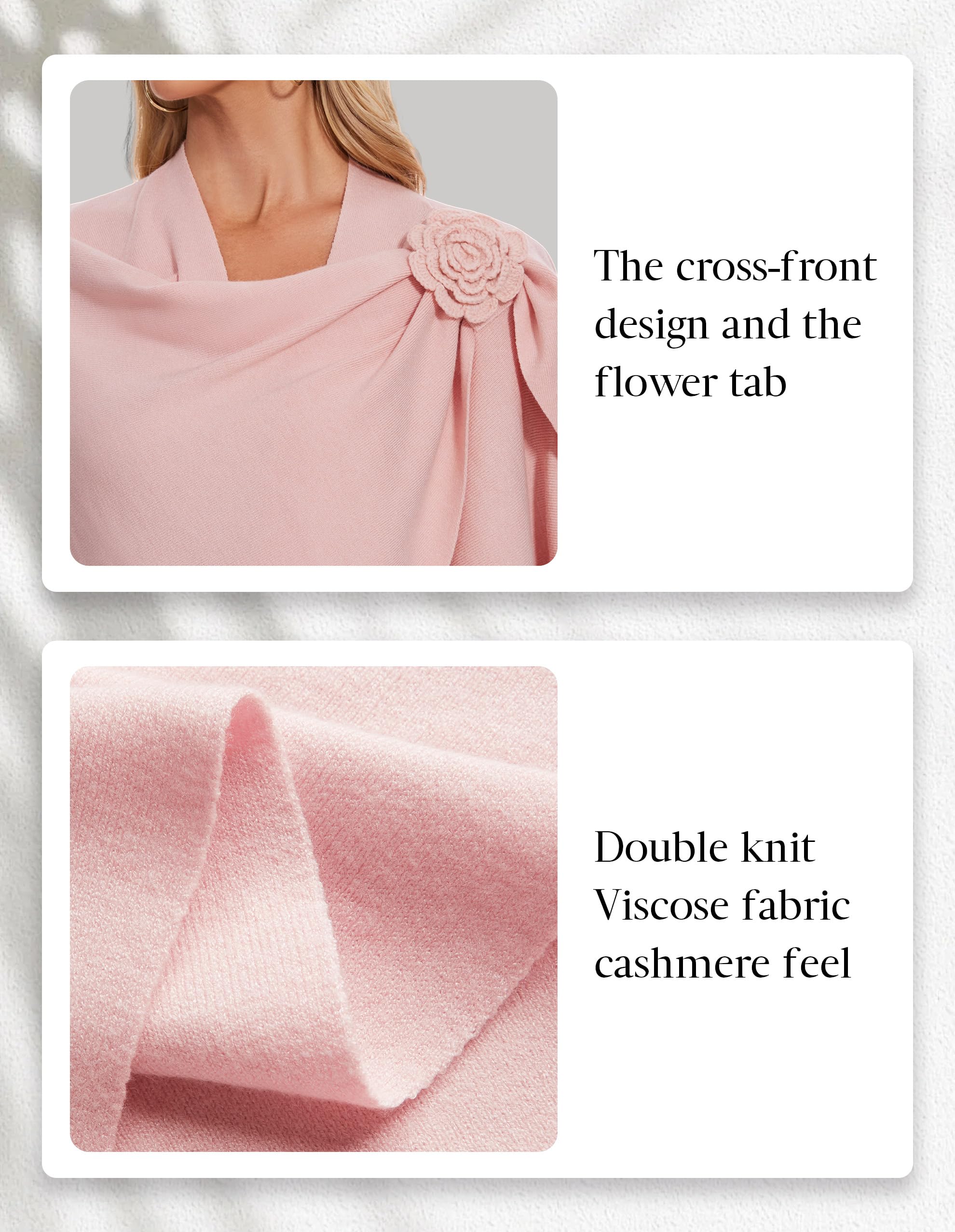 PULI Womens Elegant Cross Front Shawl Wraps Floral Wraps Soft Ponchos Cape Warm Travel Shawls - Image 5