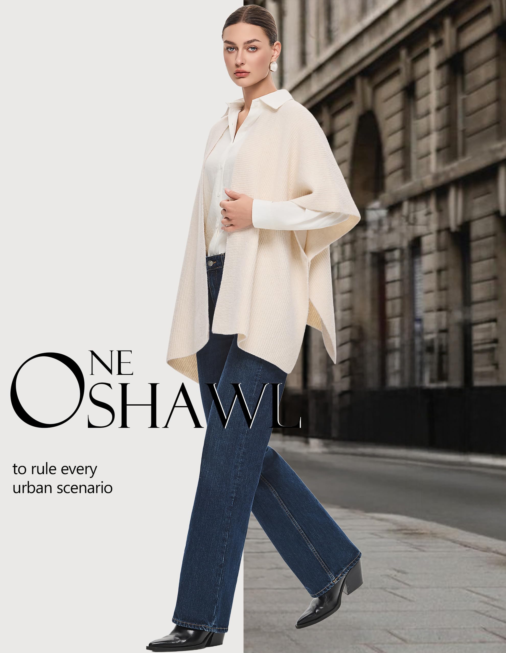 PULI Womens Luxury Open Front Shawl Wraps Casual Chunky Warm Capes Ribbed Knit Poncho Travel Sweater for Fall Winter - Image 3