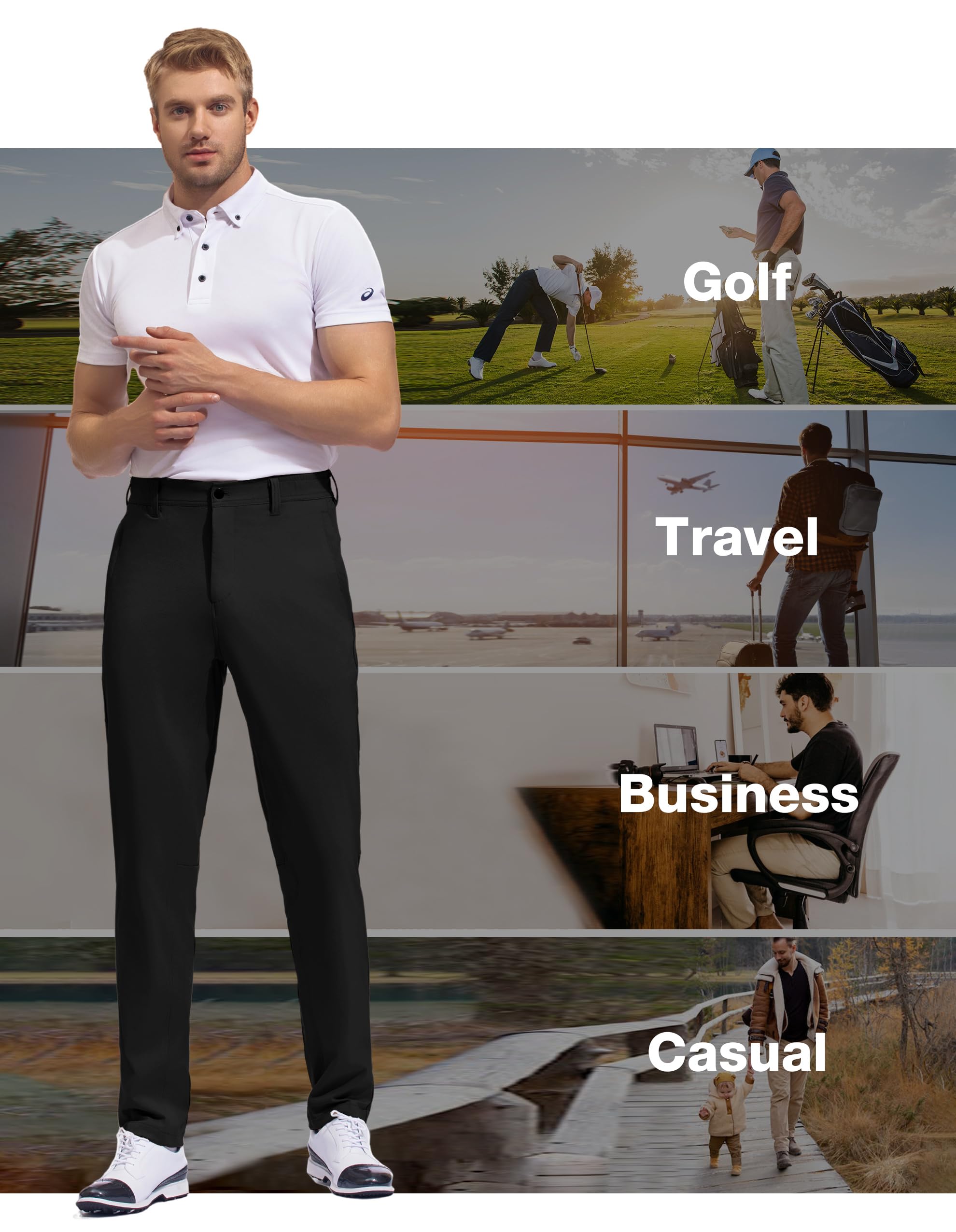 SPECIALMAGIC Golf Pants Men Stretch Slim fit Hiking Pants Lightweight Dress Casual Tapered Zipper Pockets - Image 7